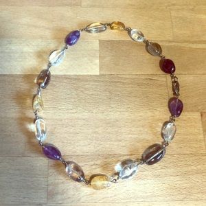 Amethyst amber stone necklace